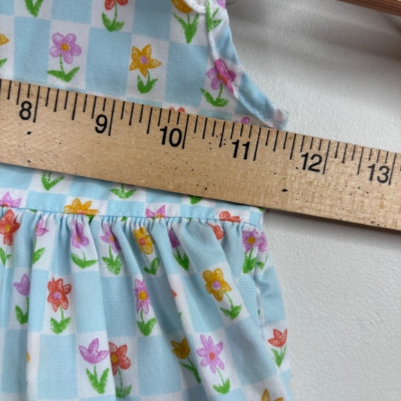 VTG 90s Carters Floral Dress 24M Flutter Cap Sleeve Cottage Babydoll Pinafore - Picture 9 of 10